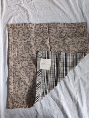 Rose Tree "Chaumont" Plaid & Taupe Floral European Sham - 1